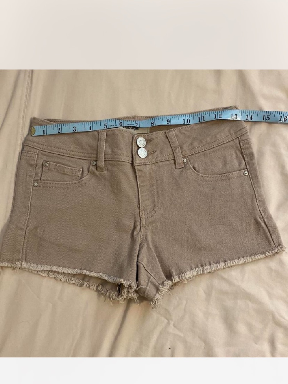 refuge Tan Frayed Hem Denim Shorts Sz 0